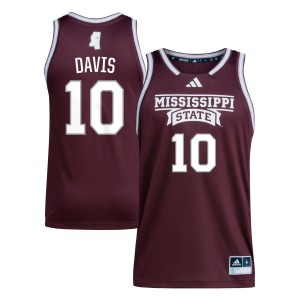 Dashawn Davis Mississippi State Bulldogs adidas NIL Men's Basketball Jersey - Maroon