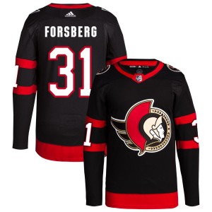 Anton Forsberg Ottawa Senators adidas Home Primegreen Authentic Pro Jersey - Black