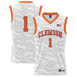 #1 Clemson Tigers ProSphere Unisex Tiger Print Basketball Jersey - White