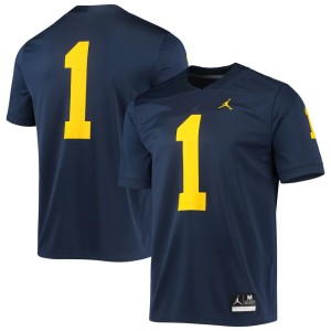 #1 Michigan Wolverines Jordan Brand Game Jersey - Navy