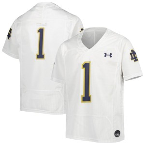 #1 Notre Dame Fighting Irish Under Armour Youth Replica Football Jersey - White