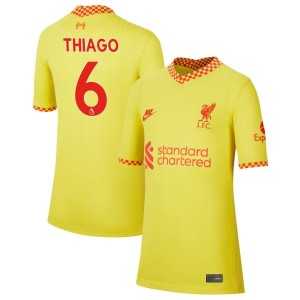 Thiago Alcantara Thiago Liverpool Nike Youth 2021/22 Third Breathe Stadium Jersey - Yellow