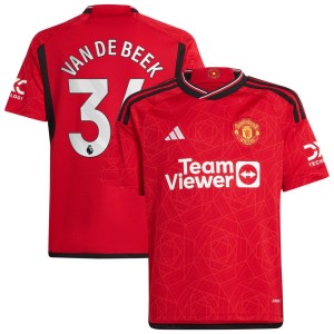Donny Van De Beek Manchester United adidas Youth 2023/24 Home Replica Player Jersey - Red