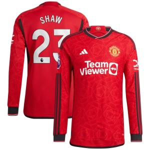 Luke Shaw Manchester United adidas 2023/24 Home Authentic Long Sleeve Player Jersey - Red