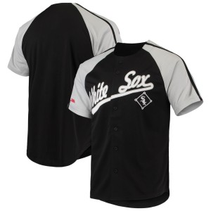 Chicago White Sox Stitches Button-Down Raglan Replica Jersey - Black