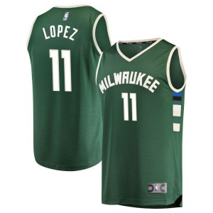 Brook Lopez Milwaukee Bucks Fanatics Branded Fast Break Replica Jersey Hunter Green - Icon Edition