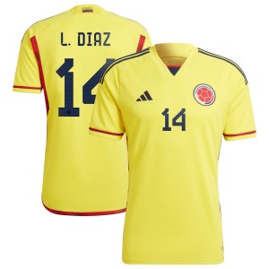 Luis Diaz Colombia National Team adidas 2022/23 Home Replica Player Jersey - Yellow