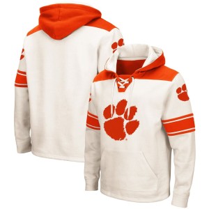 Clemson Tigers Colosseum 2.0 Lace-Up Pullover Hoodie - Cream