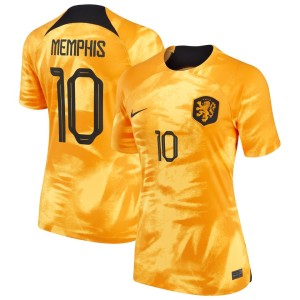 Memphis Depay Netherlands National Team Nike Women's 2022/23 Home Breathe Stadium Replica Player Jersey - Orange
