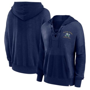 Notre Dame Fighting Irish Fanatics Branded Women's Campus Lace-Up Pullover Hoodie - Heather Navy