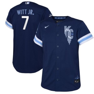 Bobby Witt Jr. Kansas City Royals Nike Youth 2022 City Connect Replica Player Jersey - Navy