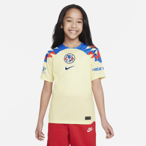 Club América 2023/24 Stadium Home Big Kids' Nike Dri-FIT Soccer Jersey - Lemon Chiffon/Blue Jay