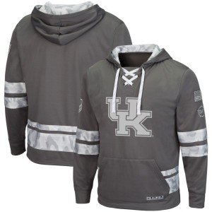 Kentucky Wildcats Colosseum OHT Military Appreciation Lace-Up Pullover Hoodie - Gray