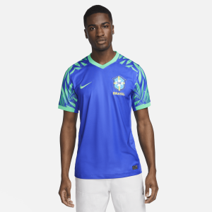 Brazil 2023 Stadium Away Men's Nike Dri-FIT Soccer Jersey - Paramount Blue/Green Spark/Green Spark