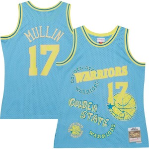 Chris Mullin Golden State Warriors Mitchell & Ness 1993/94 Swingman Sidewalk Sketch Jersey - Light Blue