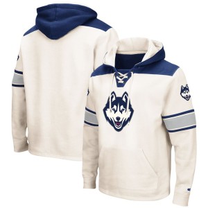 UConn Huskies Colosseum 2.0 Lace-Up Pullover Hoodie - Cream