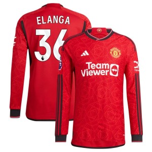 Anthony Elanga  Manchester United adidas 2023/24 Home Authentic Long Sleeve Jersey - Red