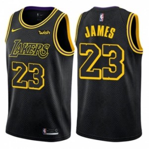 Men's Los Angeles Lakers LeBron James Swingman City Edition Jersey Black