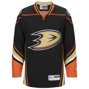 Reebok Anaheim Ducks NHL Replica Team Home Black Game Hockey Jersey with Lace