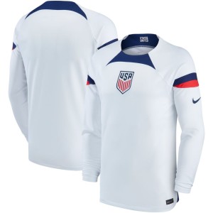 USMNT Nike 2022/23 Home Breathe Stadium Replica Blank Long Sleeve Jersey - White