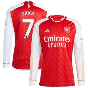 Bukayo Saka Arsenal adidas 2023/24 Home Replica Player Long Sleeve Jersey - Red