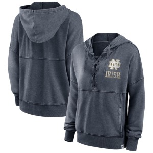 Notre Dame Fighting Irish Fanatics Branded Women's Overall Speed Lace-Up Pullover Hoodie - Heathered Charcoal