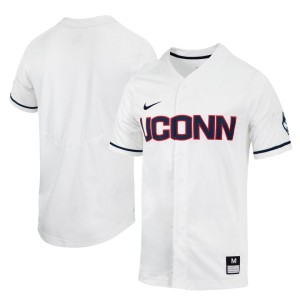 UConn Huskies Nike Replica Full-Button Baseball Jersey - White