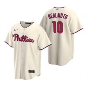 Mens Philadelphia Phillies J.T. Realmuto Cool Base Replica Jersey Cream