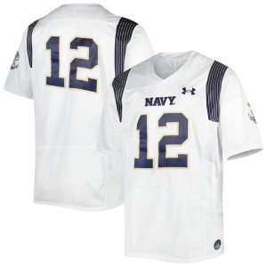 #12 Navy Midshipmen Under Armour Premier Limited Jersey - White