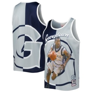Allen Iverson Georgetown Hoyas Mitchell & Ness Sublimated Player Tank Top - Navy/Gray