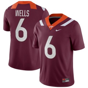 Grant Wells Virginia Tech Hokies Nike NIL Replica Football Jersey - Maroon