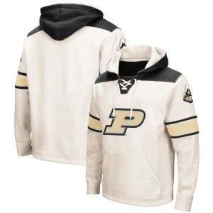 Purdue Boilermakers Colosseum 2.0 Lace-Up Pullover Hoodie - Cream