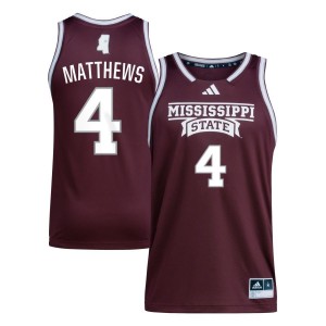 Cameron Matthews Mississippi State Bulldogs adidas NIL Men's Basketball Jersey - Maroon