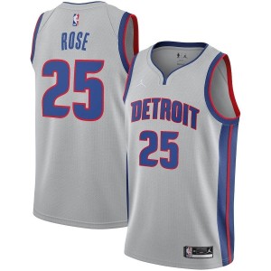 Men's Detroit Pistons Derrick Rose Statement Jersey Silver