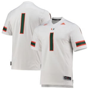 #1 Miami Hurricanes adidas Team Premier Football Jersey - White