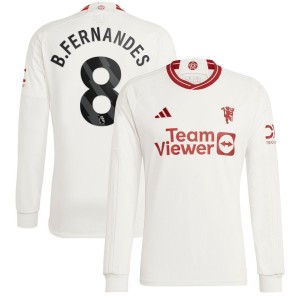Bruno Fernandes Manchester United adidas 2023/24 Third Replica Long Sleeve Player Jersey - White