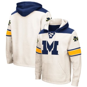 Michigan Wolverines Colosseum 2.0 Lace-Up Pullover Hoodie - Cream