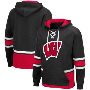 Wisconsin Badgers Colosseum Lace Up 3.0 Pullover Hoodie - Black