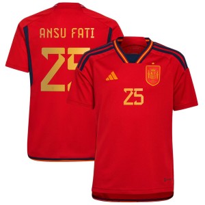 Ansu Fati Spain National Team adidas Youth 2022/23 Home Replica Jersey - Red