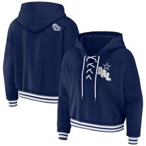 Dallas Cowboys WEAR by Erin Andrews Women's Lace-Up Pullover Hoodie - Navy