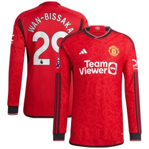 Aaron Wan-Bissaka Manchester United adidas 2023/24 Home Authentic Long Sleeve Player Jersey - Red
