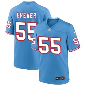 Aaron Brewer Tennessee Titans Nike Oilers Throwback Game Jersey - Light Blue
