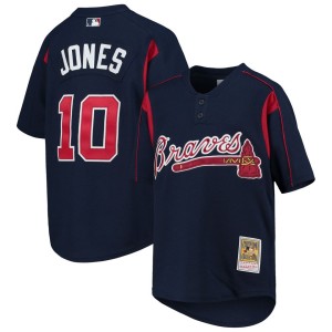 Chipper Jones Atlanta Braves Mitchell & Ness Youth Cooperstown Collection Mesh Batting Practice Jersey - Navy