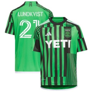 Adam Lundkvist Austin FC adidas Youth 2023 Las Voces Kit Replica Jersey - Green