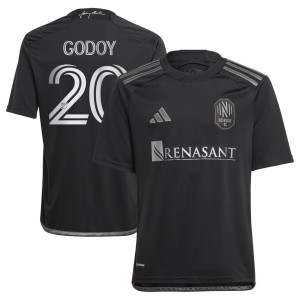 Anibal Godoy Nashville SC adidas Youth 2023 Man In Black Kit Replica Player Jersey - Black