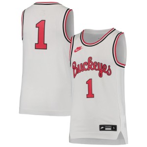 #1 Ohio State Buckeyes Nike Youth Throwback Team Replica Basketball Jersey - White