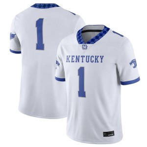 #1 Kentucky Wildcats Nike Football Game Jersey - White/Royal