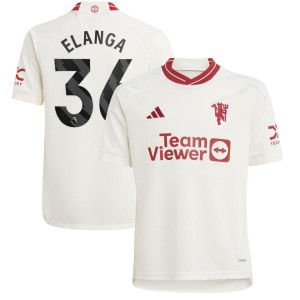 Anthony Elanga Manchester United adidas Youth 2023/24 Third Replica Player Jersey - White
