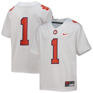 #1 Clemson Tigers Nike Youth Replica Football Jersey - White
