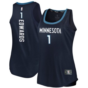 Women's Fanatics Branded Anthony Edwards Navy Minnesota Timberwolves 2021/22 Fast Break Tank Jersey - Icon Edition